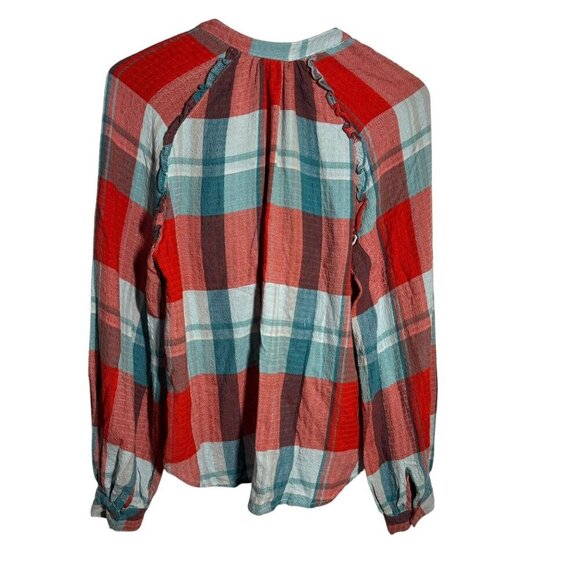 Pilcro Anthropologie size Small breezy plaid button down shirt top long sleeve - Picture 3 of 8